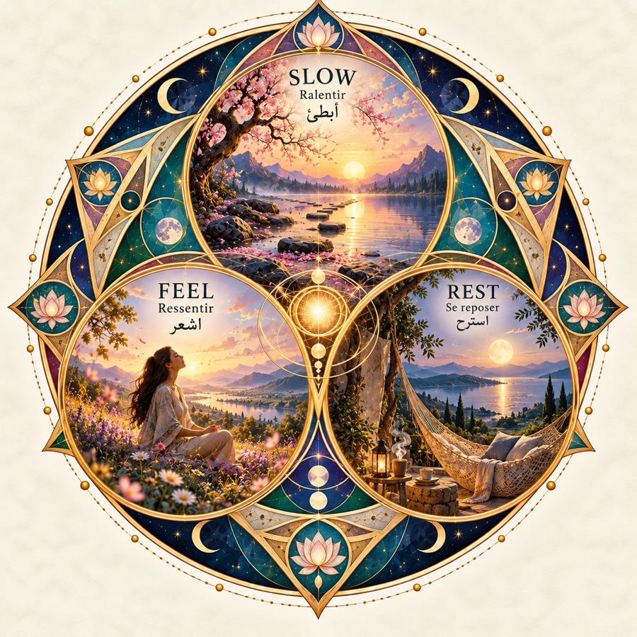 Mandala: Slow · Feel · Rest